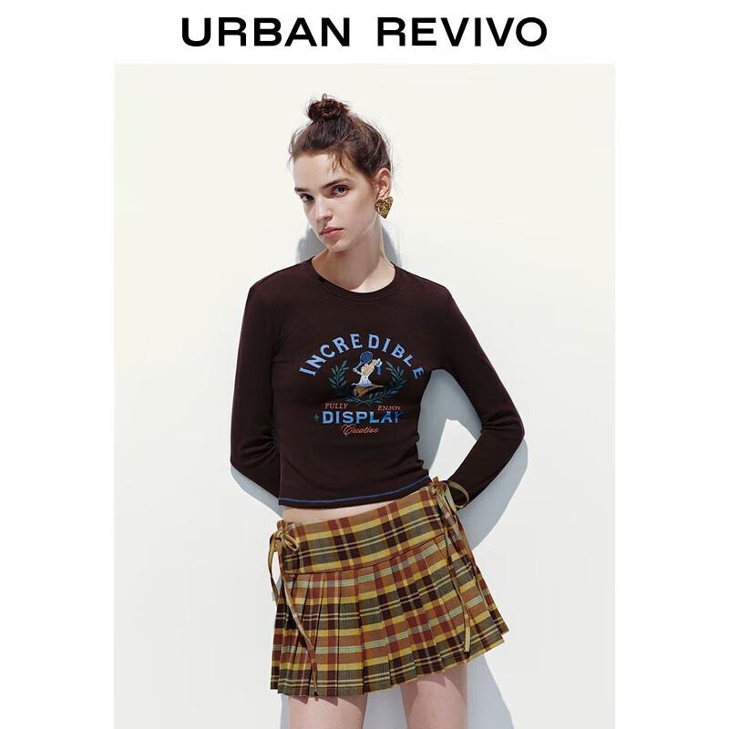 UR 2025 Autumn Women s American Print Slim Short T-shirt S
