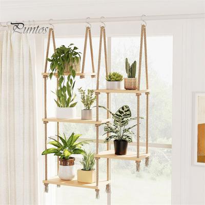 Plant Hanger Display Shelves Strong Load-bearing Adjustable Design Easy Installation Wooden Plants Hanging Window Sill Shelf