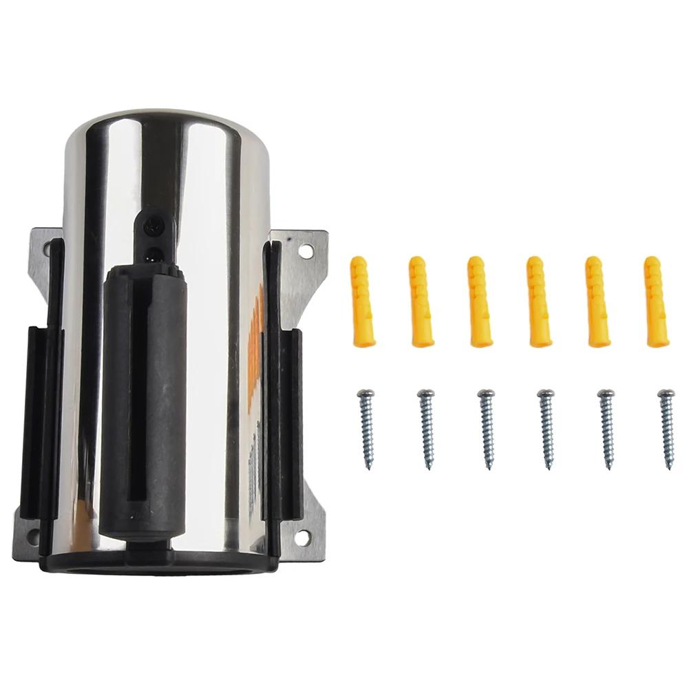 1set Retractable Tape Stainless Stanchion Queue Barrier Strip Wall Mount Crowd Control Retractable Strip Guardrail Cordon Line