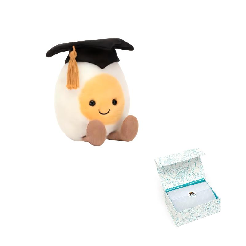 

JELLYCAT Fun Food Series Graduation Boiled Egg Cute Doll Plush Doll Sitting 15cm high Blue Box