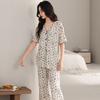 Pajamas women's summer Modal short-sleeved cropped pants thin summer new cotton silk can be worn outside plus size loungewear