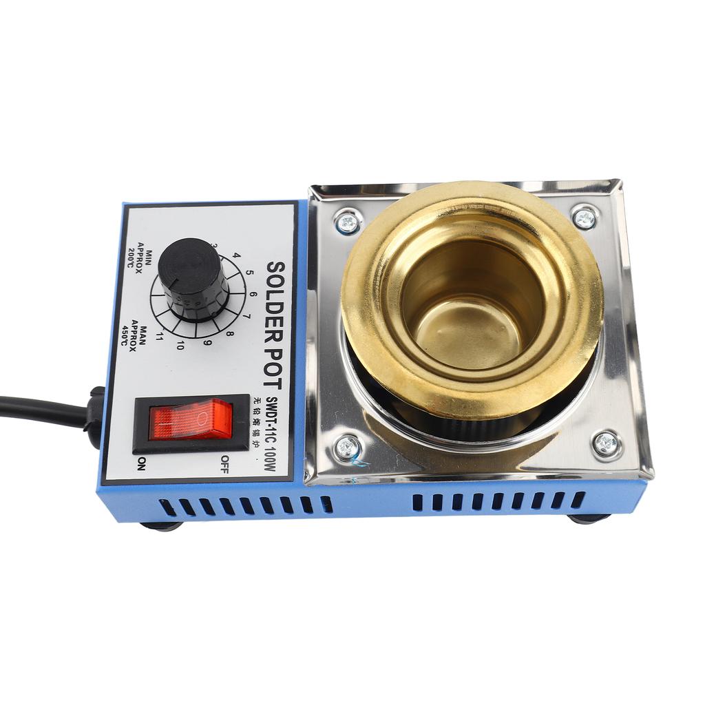 300W 100mm 1200g Soldering Pot Stainless Steel Solder Pot Compact Temperature Solder Bath for Welding and Soldering