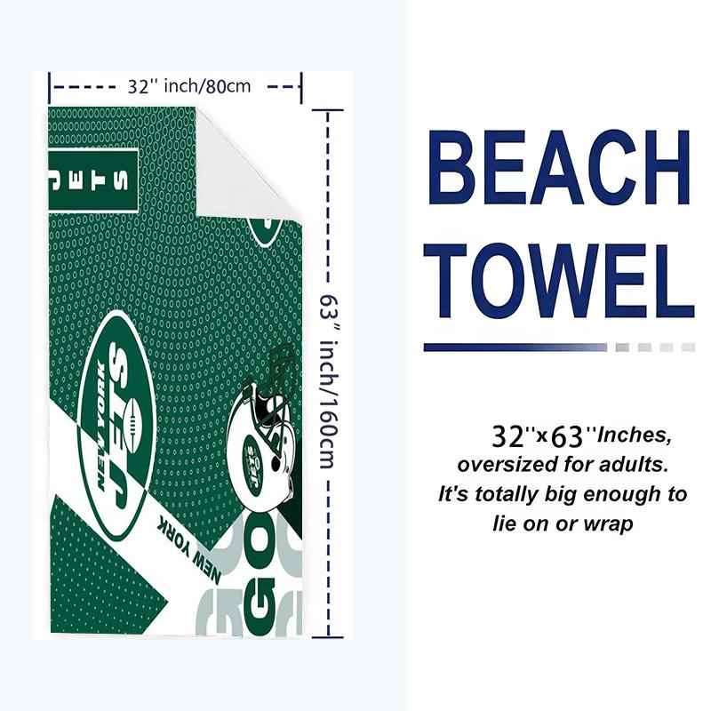 NY Jets Print Beach Towel, Large Soft Quick Dry Towel for Beach Camping Swimming