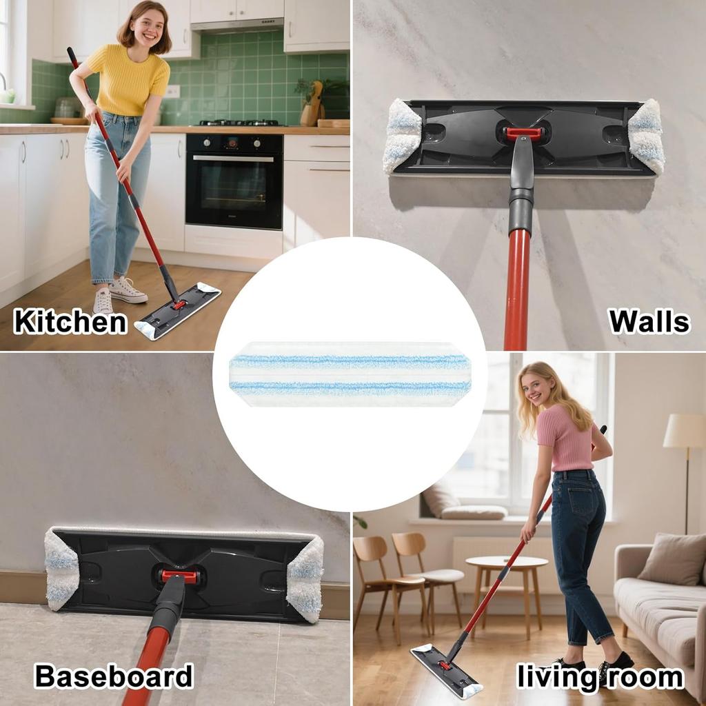 8PCS Washable Microfiber Mop Refill  Compatible with H2prO Flat Mop  Blue
