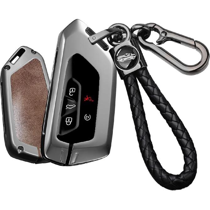 

for Volkswagen 3/5 Button Leather Metal Car Key Fob Cover Case Fit for VW ID.3 ID.4 2025 Golf 8 GTI R Atlas Cross Sport Skoda Octavia 2024 Seat Leon A Brown