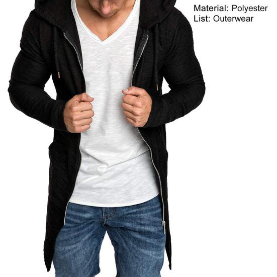 Zipper Hoodies Soft Long Sleeve Casual Men Hoodies Longline Cardigan for Outdoor