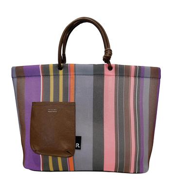 1165 1166 Horizontal Fluffy Tote Bag Medium Wafer SC MED Wafer Striped [Rootote] (116502 Purple)