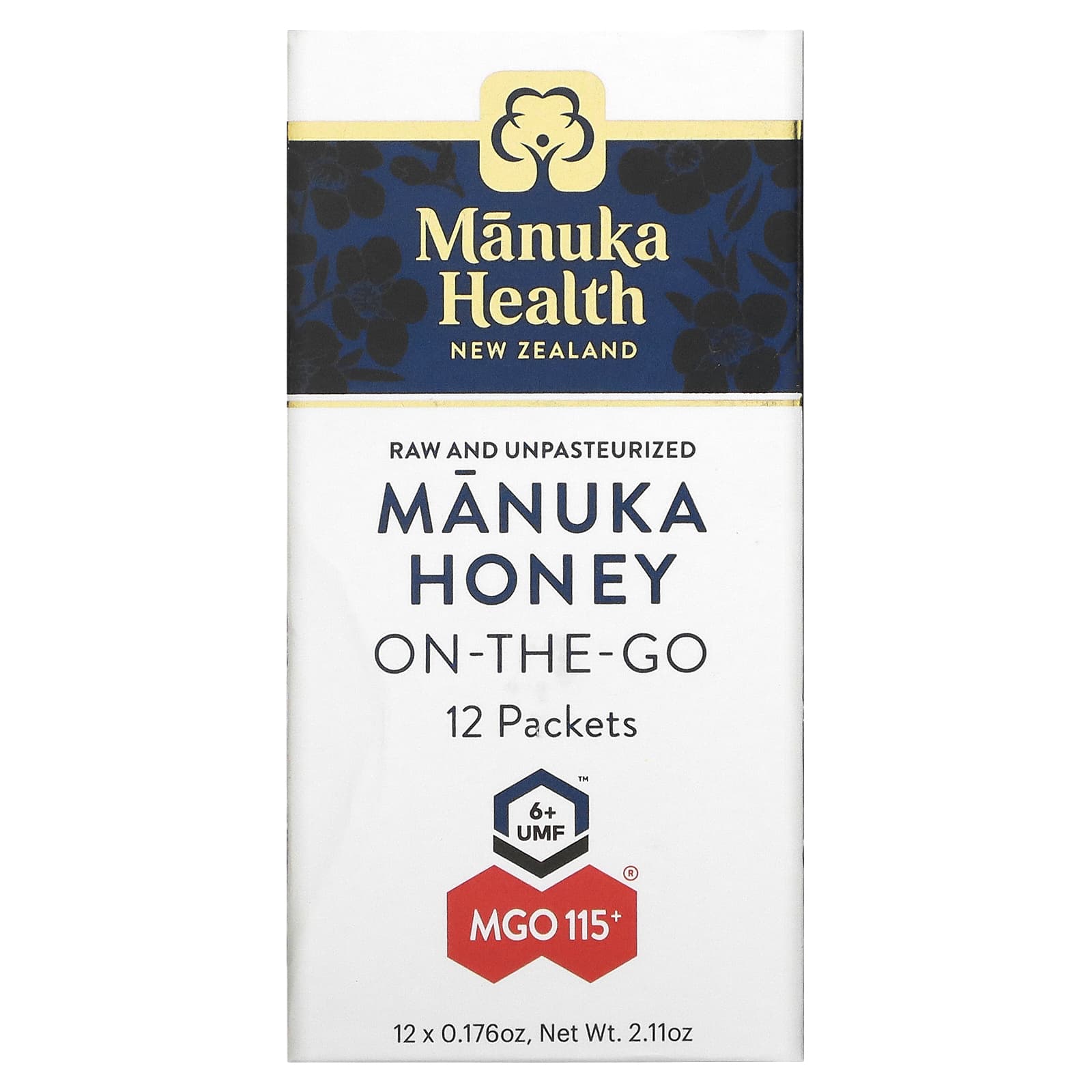 

Manuka Health, Manuka Honey Portable, UMF 6+, MGO 115+, 12 упаковок, 5 г (0,176 унції) кожен.