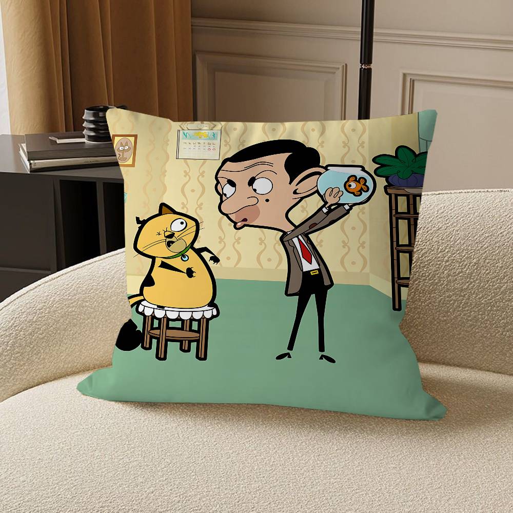 Animated Mr.Bean Cushion Cover Car Throw Pillow Case For Sofa Car Christmas Gift 40x40cm 45x45cm