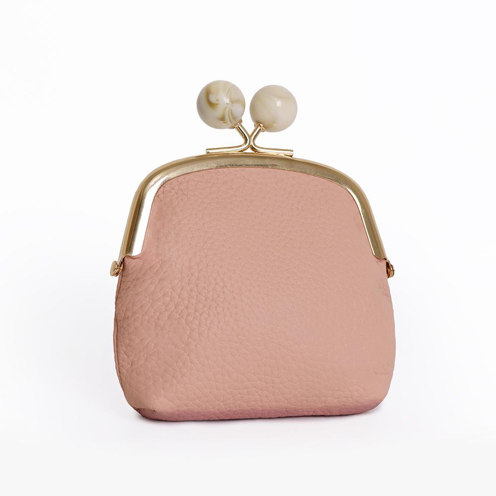 Geldbörsen aus echtem Leder Vintage Kleine Geldbörse Wechselgeldbeutel Geschenke für Frauen Mädchen Clutch Reizende Münzhalter mit Bügelverschluss