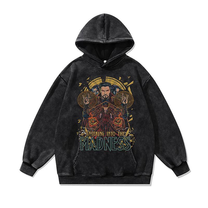 Cartoon Digital Direct Injection Printing Hooded Sweater Oversize Retro Washed Old Hoodie For Men And Women