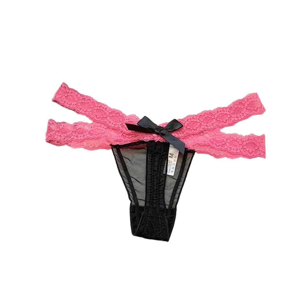 Cotton Crotch Lace Strap Panties Low Waist See Through Briefs Fashion Lace Mesh Thongs  Daily