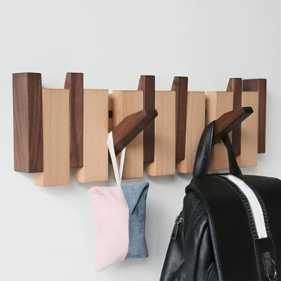 Yousheng Piano Style Coat Hook Wall-Mounted Wooden Clothes Hook Rustic Towel Hanger with Multiple Hooks for Coats Hats Scarves Keys Entryway Hallway
