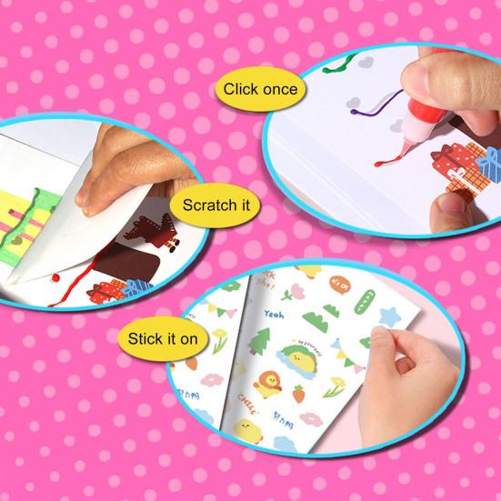 1 Set Kids Squeegee Art Craft Kit Rainbow Scratch Paper Art Kit Educational DIY Children Dot Scratch Painting Toy Toddlers Boys Girls Party