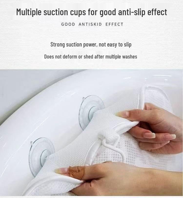 Machine Washable 4D Mesh Bathtub Pillow with Suction Cups