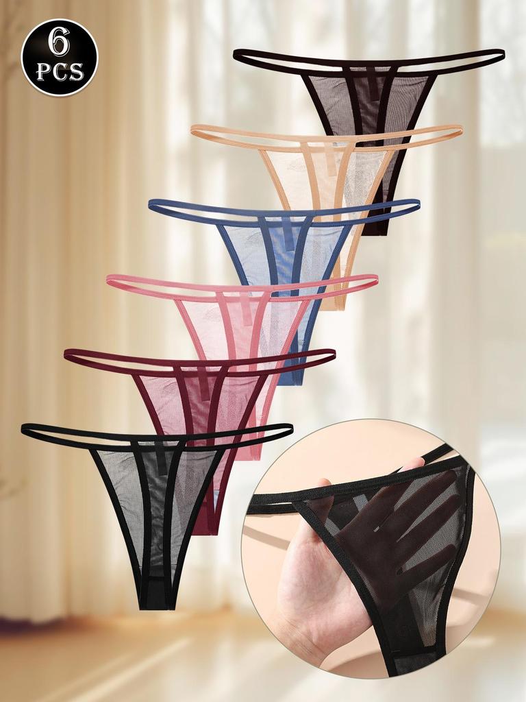 6 Stück/Set Sexy Hüftstrings Damen Bikini-Slips T-Back Unterhosen S-XXL Weiblich G-String Slip Damen String Dessous