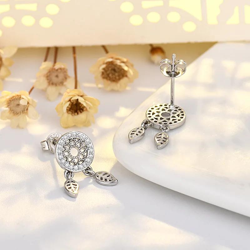 Simple Female Earrings  SIlver Needle Dream Catcher Small Earrings For Women Long Tassel Wedding Ear Statement  Gift
