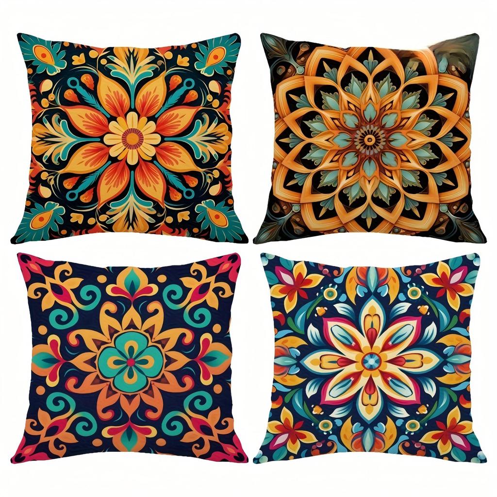 Vikama Mandala Throw Pillow Set - Double-Sided Printed For Living Room Sofa Cushions, Bedroom Pillows, Home Decor