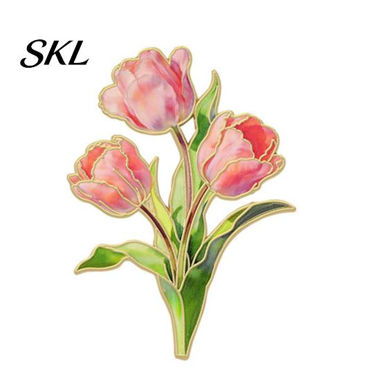 Decorative Clothing Pin Brooch Pin, Enamel Flower Design with Smooth Edges, Artistic Lightweight Zinc Alloy Badge for Jackets Scarves Bags Gift Lapel