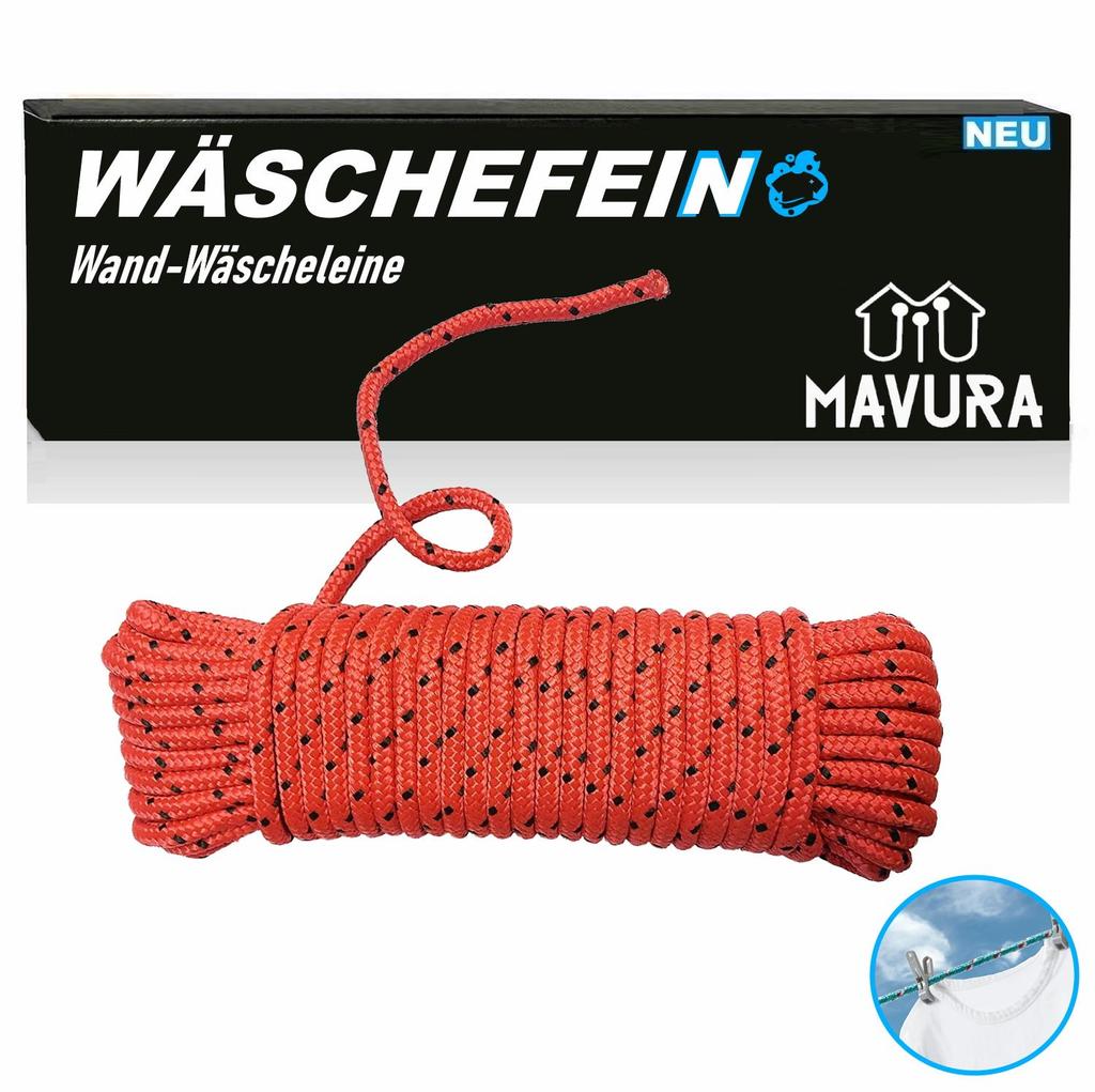 WÄSCHEFEIN Mooring Line Polypropylene Rope Braided Line Tensioning Rope 10m