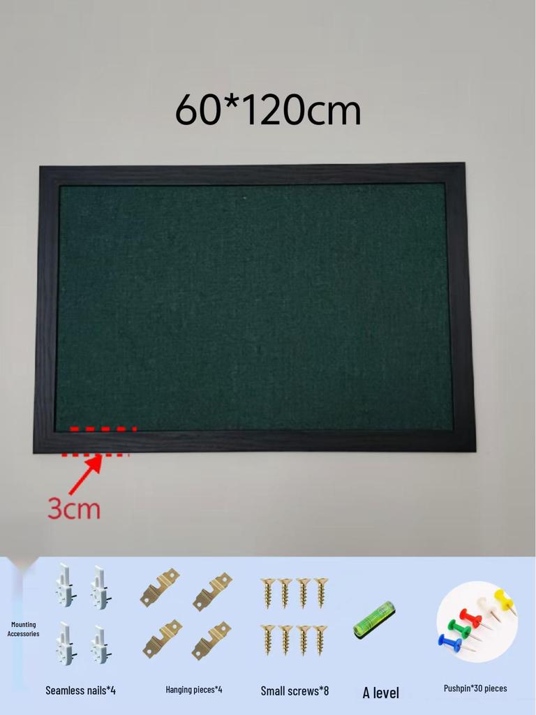 Black Frame Burlap Cork Board: Wall-Mounted Photo & Message Display for Kindergarten Theme