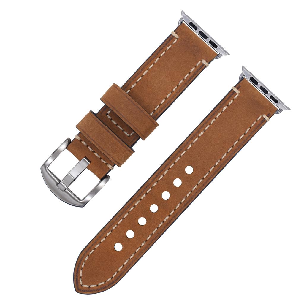 Suitable For Apple S7 Watch Apple Iwatch Strap First Layer Crazy Horse Leather Pin Buckle Watch8 Watch Strap