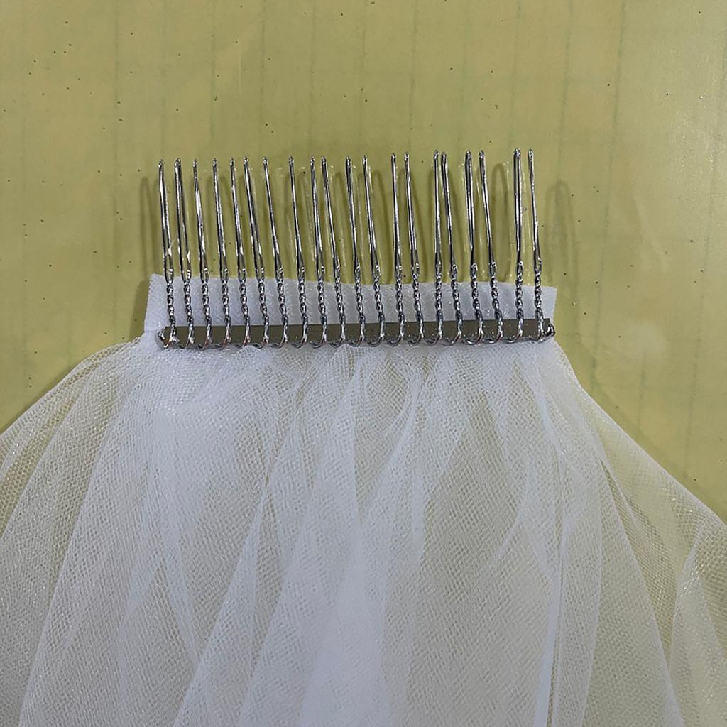 Bride Wedding Veil Double Layer Lightweight Soft Odorless Short Comb Bridal Tulle Hair Accessories Beige