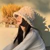 Fluffy Warm Beige Winter Hat For Women Sweet Korean Style Ear Bucket Protection