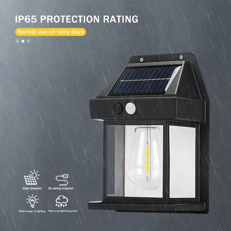 Outdoor Solar LED Wall Light, LED Sensor Light, Garden Landscape Light, Decorative Corrugated Light with Three Lighting Modes