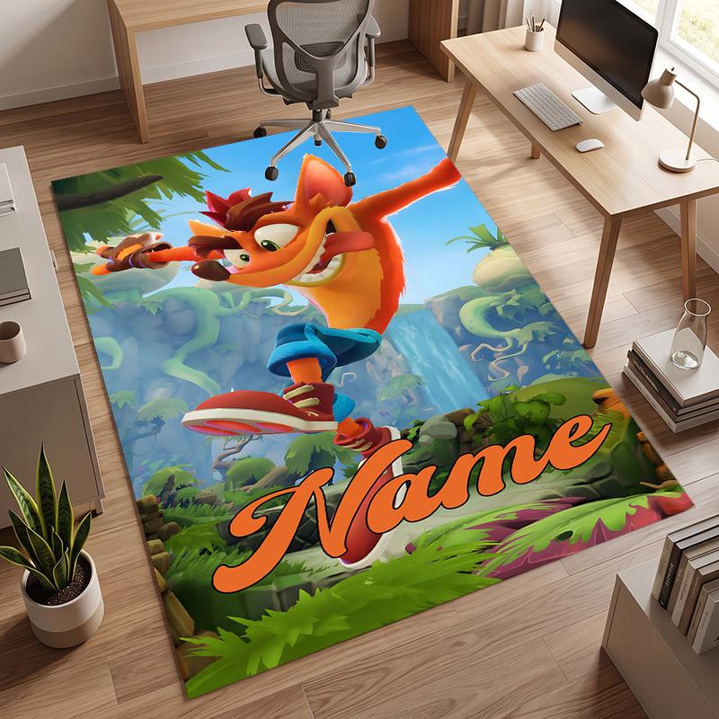 Crash Bandicoot (5) Personalizowany dywanik biurowy z imieniem Stylowa dekoracja do salonu, sypialni, kuchni