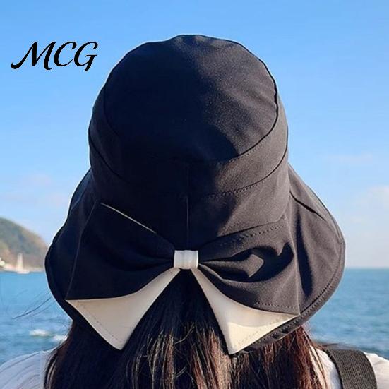 Packable Sun Hat Summer Hat, Rear Bowknot Wide Brim Cycling 360 Hiking Degree Protection UV Fisherman for Outdoor Travel-friendly