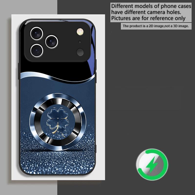 Fioletowy Czterolistny Koniczyna Dla iPhone 16E 15 Pro 14 13 Plus 12 mini 11 15Pro 14Max XR Xs X 8 P lus 16 Dla Magsafe Szklane Etui Na Telefon