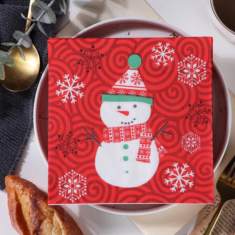 20Pcs/pack Christmas Series Printed Paper Disposable Tableware Napkin Tissues Xmas Happy New Year Party Decoration