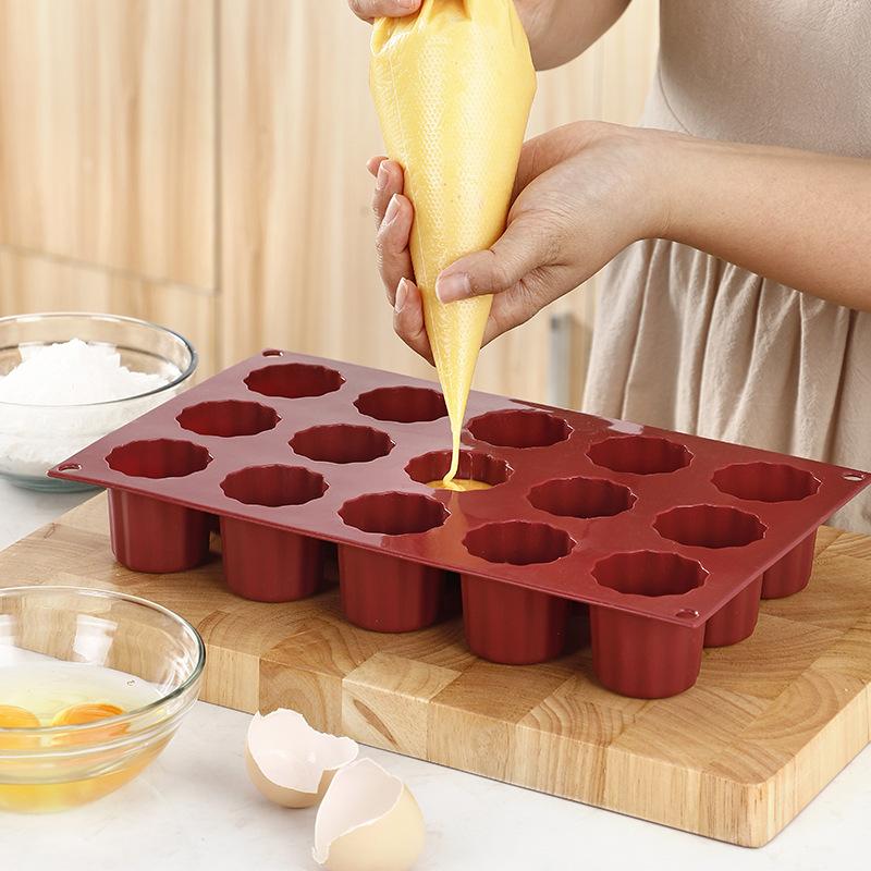 15-dílná silikonová forma na cannelé, formy na dorty, formička na cupcakes a muffiny, nepřilnavá forma na pečení cannelé, forma na pudink, pro kuchyňské doplňky