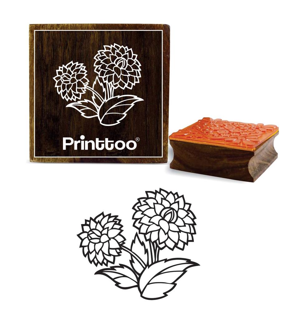 Printtoo Wooden Square Sun Flower Pattern Stamp Christmas Secret Santa Gift Stamps-2 x 2
