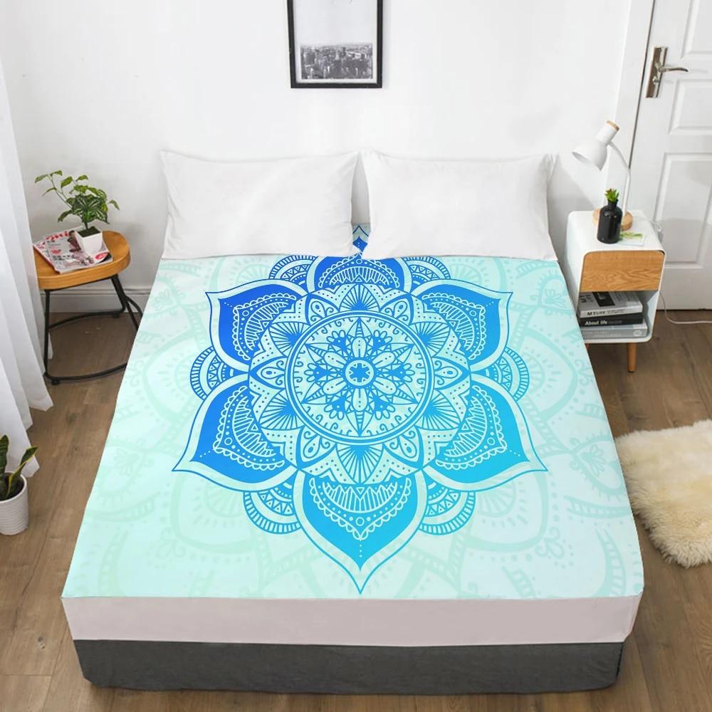 Customize Fitted Sheets Mattress Cover With Elastic Band 3D Bedsheet Linens 135x200 200x200 Bed Sheet Bedding Bohemia Elephant