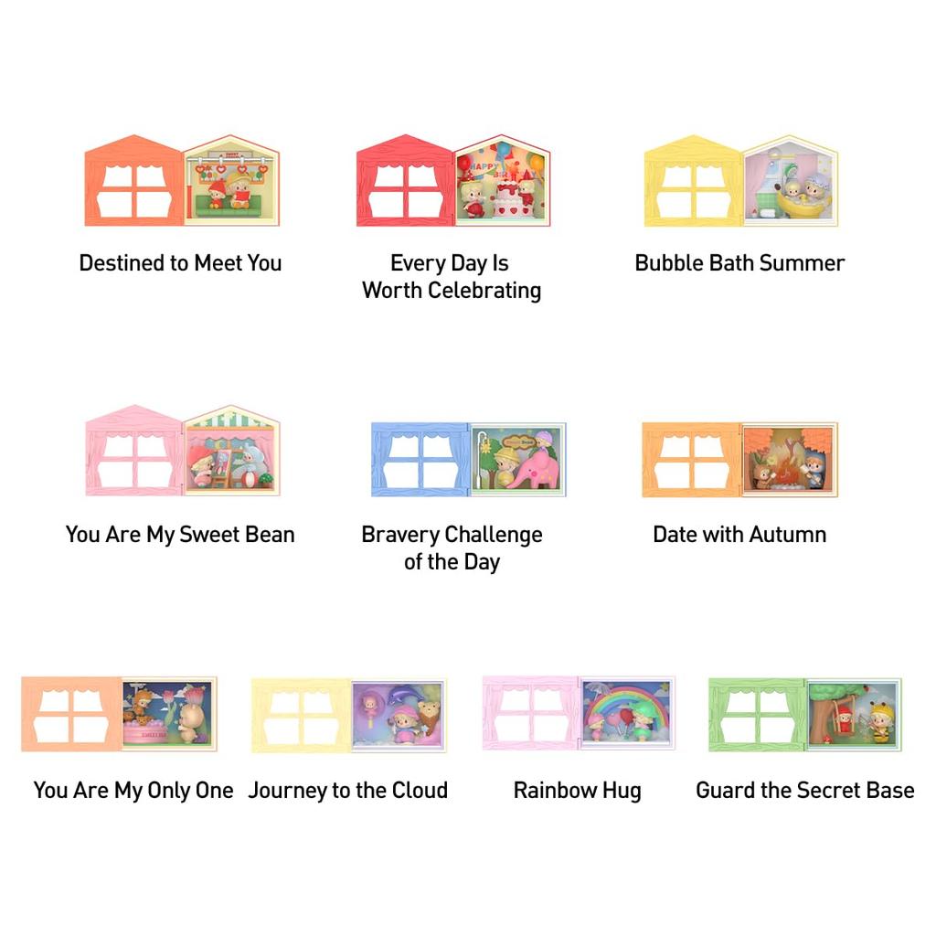 POP MART Süße Bohne Feiert Gewöhnliche Tage Serie Szene Set (1 Stück) Pop Mart Gachapon Blind Romantische Ring Box Serie 4 Szenen Set Geburtstagsgeschenk