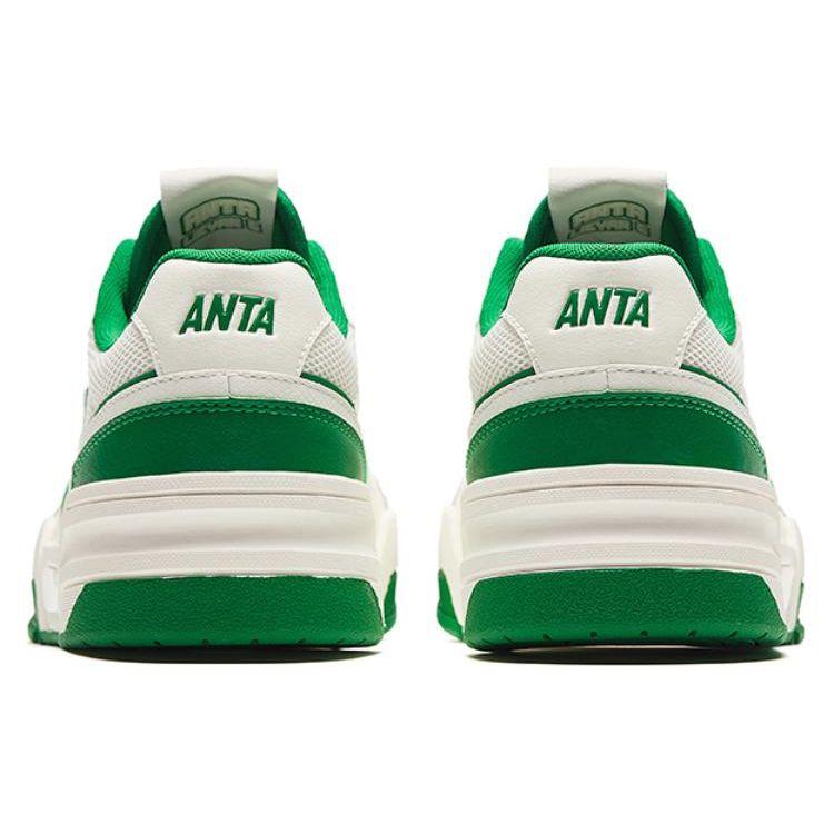 Anta Lifestyle Series Flame 5.0 Non-Slip Wear-Resistant Low-Top Skate Shoes Women Sneaker White Green 122428081-2