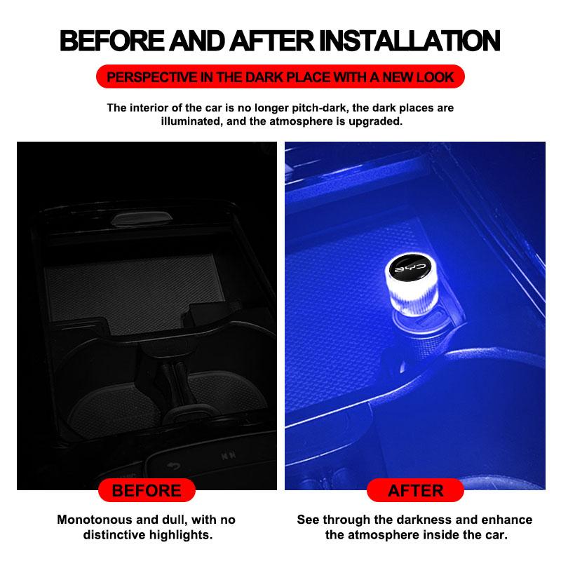 Car Emblem USB Atmosphere Light Portable Car Mini LED Lamp Caps For BYD Qing Song Tang Yuan F3 I3 F0 F6 S6 S8 E5 E6 G3 G6 L3 S7