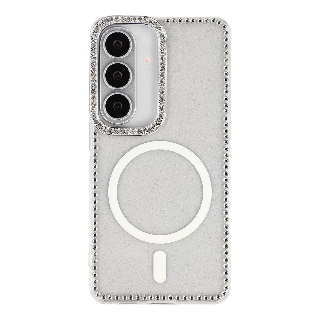 For Samsung Galaxy S26 Pro / S26 Magnetic Case Rhinestone Edge Glitter Back TPU + PC IMD Phone Cover