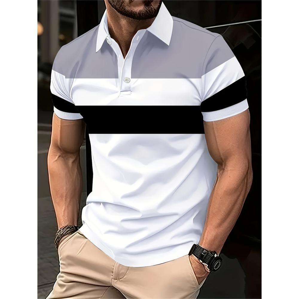 Simple striped pattern men's polo shirt for summer fashion and leisure