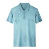 Ice Silk Short Sleeve T-Shirt Men'S Thin Solid Color Medium Casual Lapel Men'S Polo
