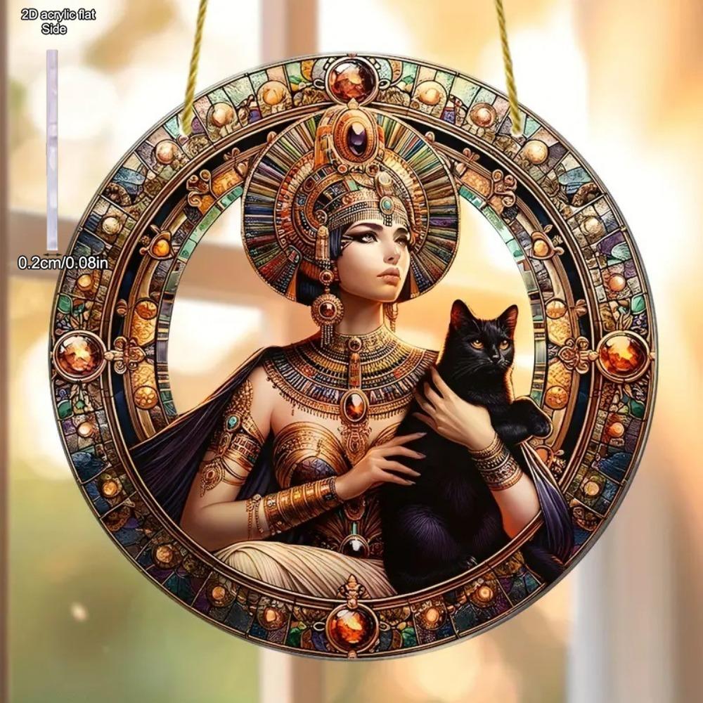 Egyptian Goddess and Pharaoh Acrylic Sun Catcher, Ancient Egyptian Mythological Theme, novelty home decor, Perfect Durable for Bedroom