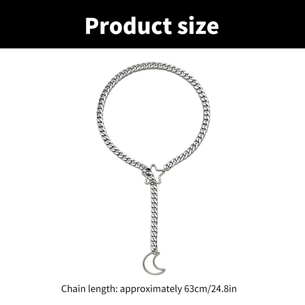 Elegant Star Moon O Rings Choker Necklace for Women Adjustable Cuban Lariat Y Necklace Jewelry Statement Pieces