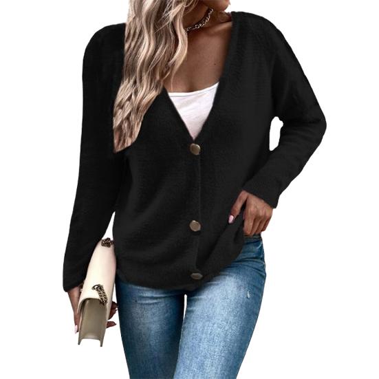 Dámský teplý pletený svetr s hlubokým výstřihem do V, pulovr, svetry s dlouhým rukávem, knoflíkový pletený svetr, kardigan, svrchní oděv