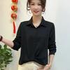 Women’s Solid Color Pleated Lapel Shirt – 2026 Spring/Autumn Collection