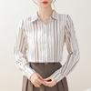 Women Blouses Shirts Long Sleeve Women Blouse Shirt Office Lady Turn Down Collar Striped Chiffon Blouse Shirt Women Tops J911