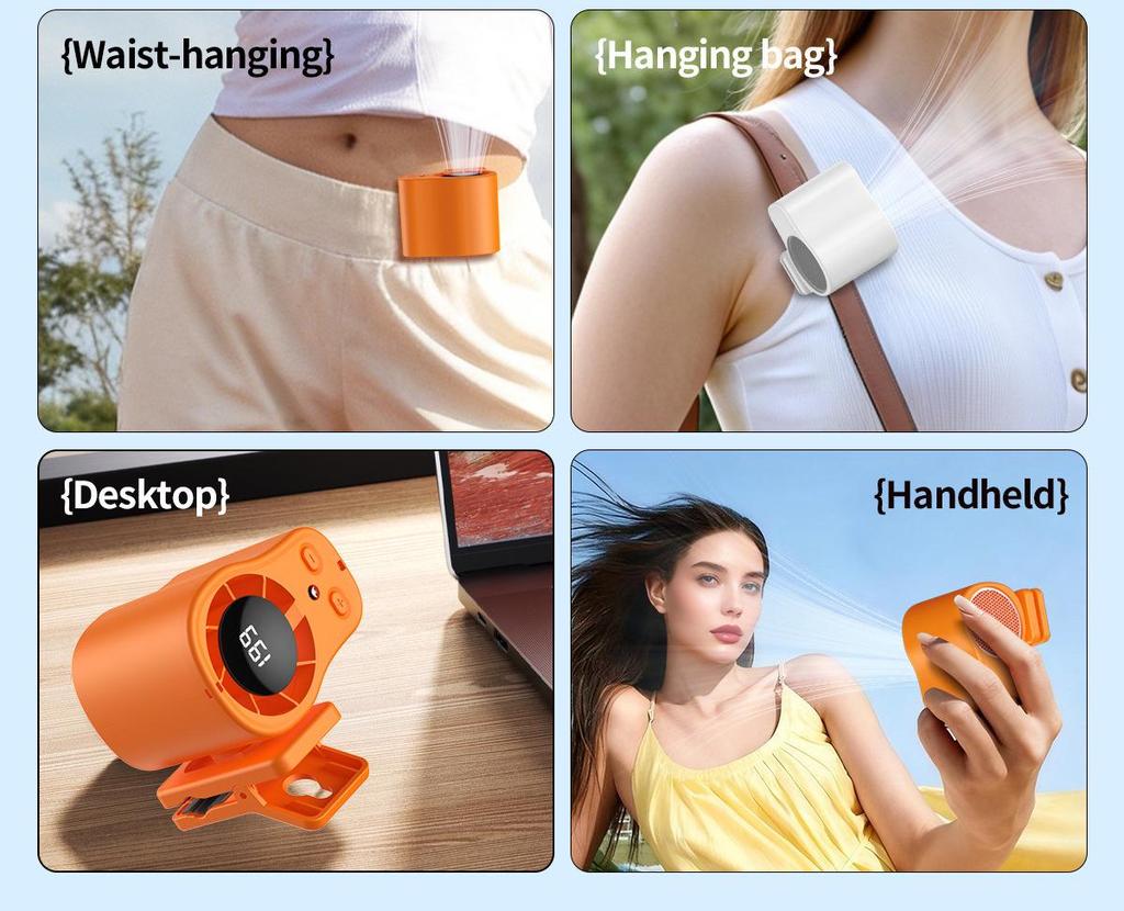 2026 Portable USB Charging Cross-body Neck Fan with Large Capacity