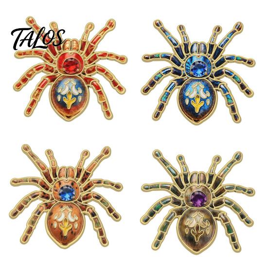 Simulated Spider Lapel Pins Gothic Brooch Pin, Colorful Rhinestones Decor, Retro Personalized Backpack Alloy Decorative Pin for Jackets And Backpacks