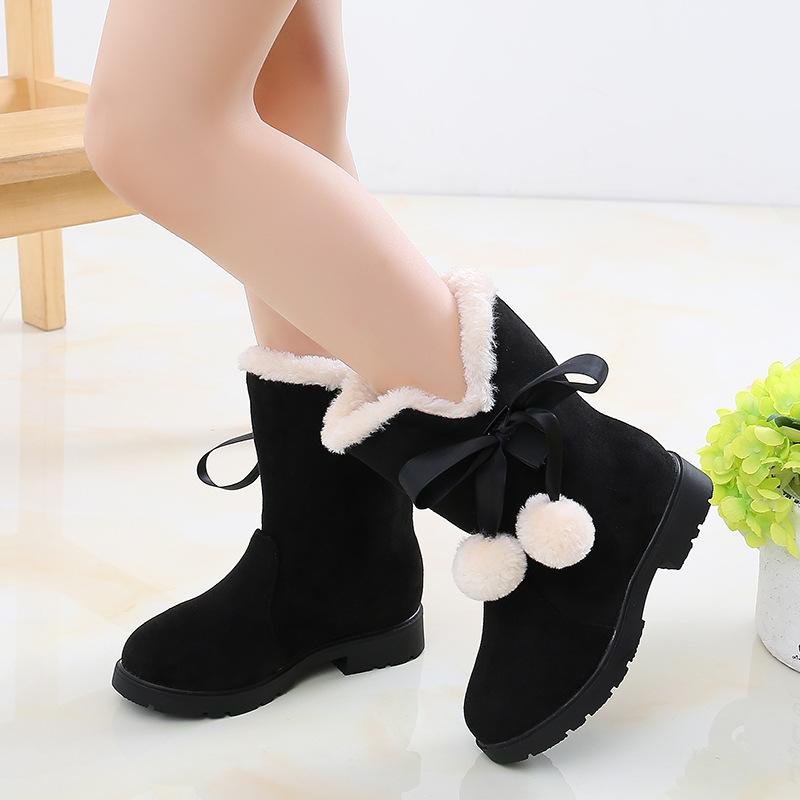 Children's Snow Boots, Girls' Boots, Winter Boots, Middle-aged Children with Plush Baby Princess Short Boots, Girls' Cotton Shoes